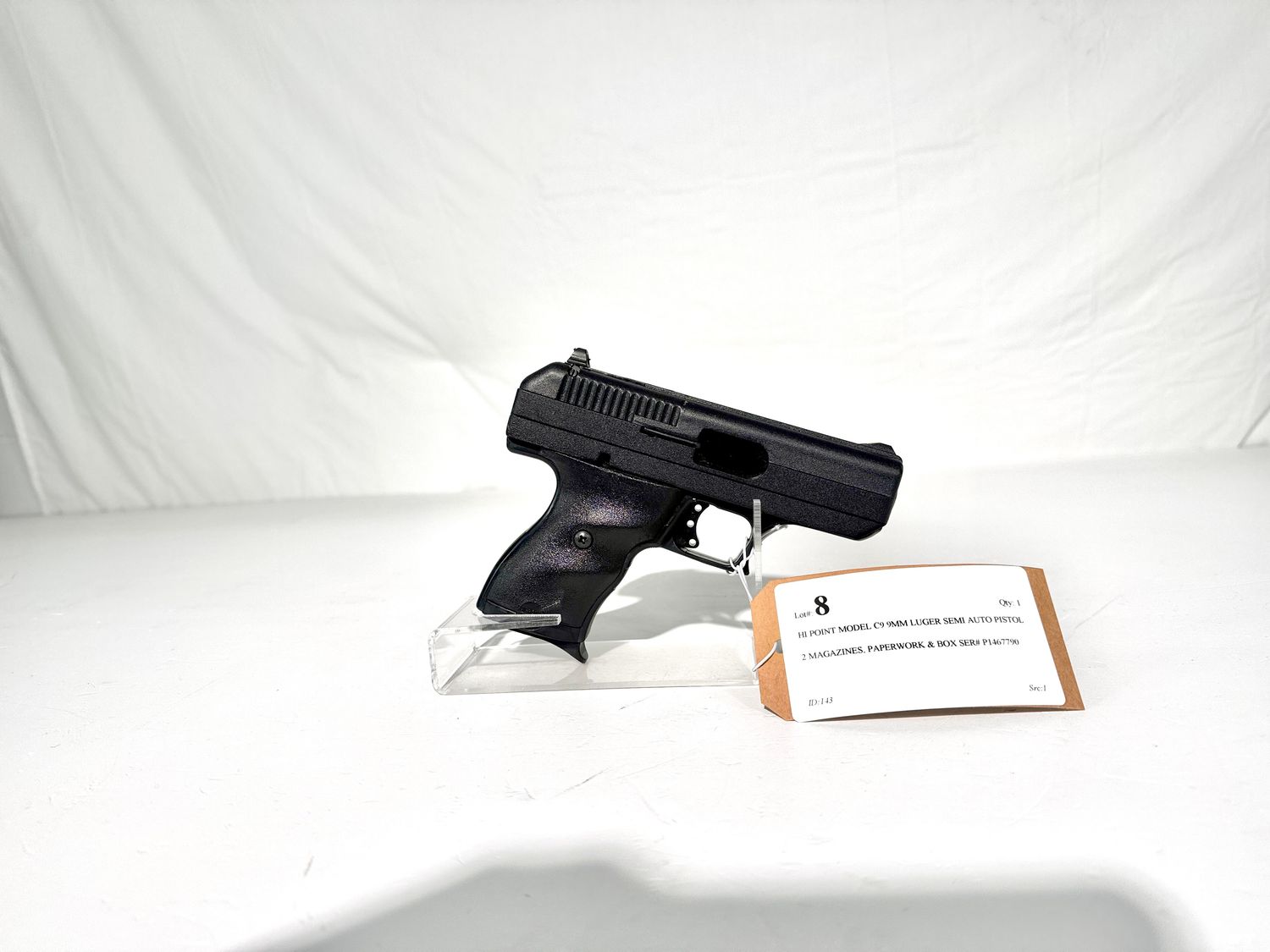 8 HI POINT MODEL C9 9MM LUGER SEMI AUTO PISTOL