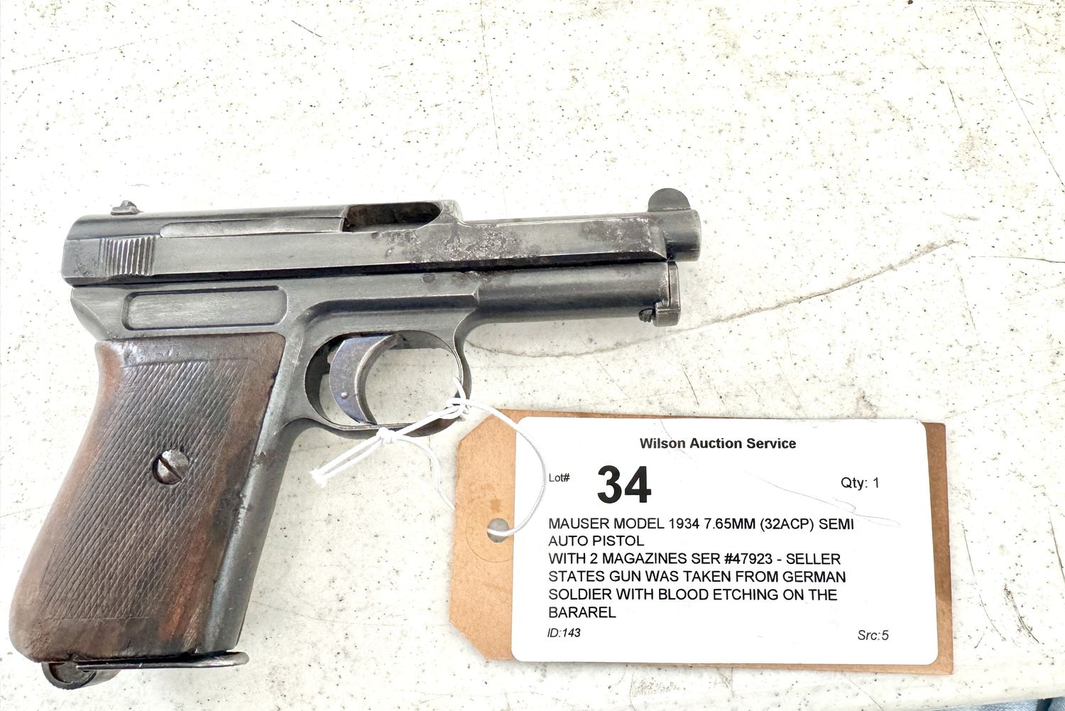 34 MAUSER MODEL 1934 7.65MM (32ACP) SEMI AUTO PISTOL