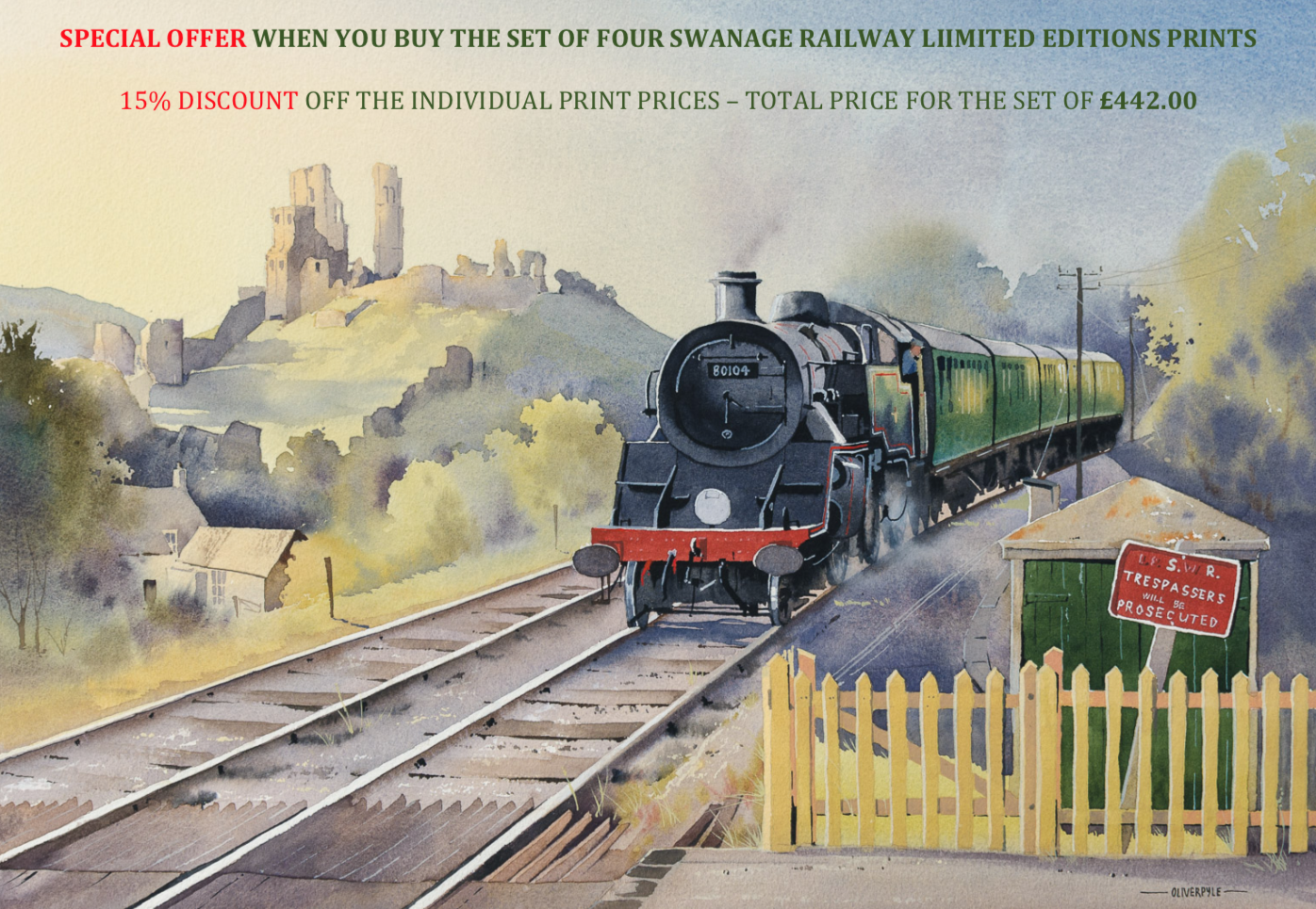 Swanage Railway - set of four Limited Edition Prints