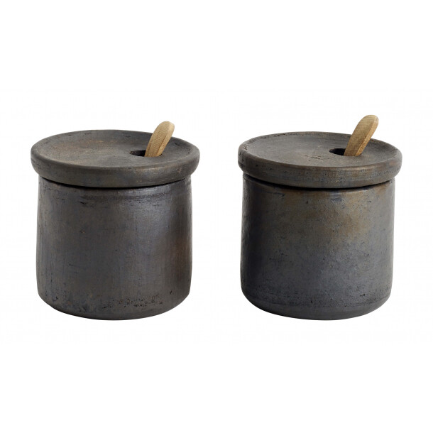 Salt and Pepper set Hazel with lid and spoon