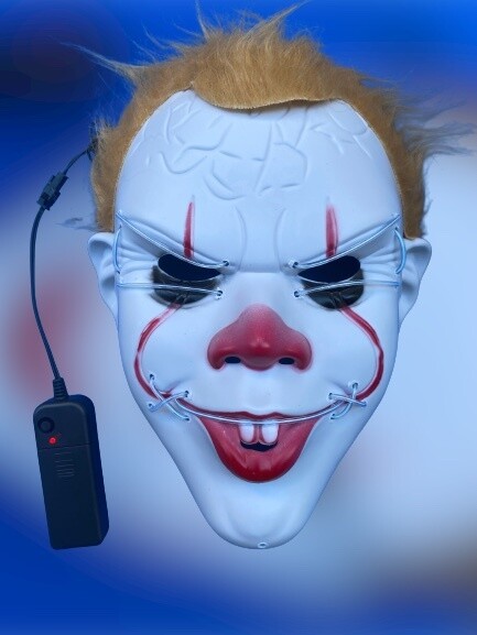 ჰელოუინის ნიღაბი - კლოუნი ით ლურჯი ნათებით