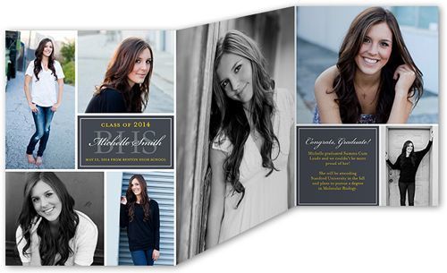 Tri-Fold Photo Graduation Invitation - College Inspired