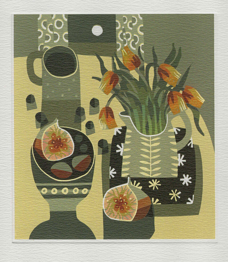 Tulips and Fig -Printmakers Card