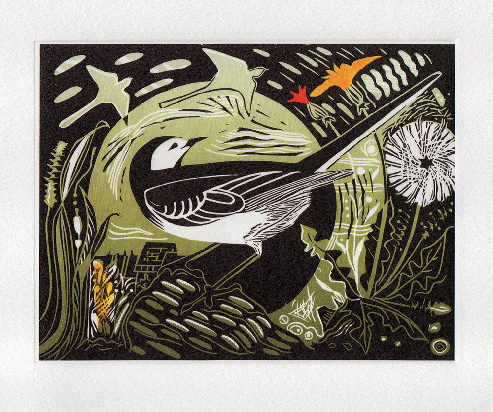 Pied Wagtail - Printmakers Art Card