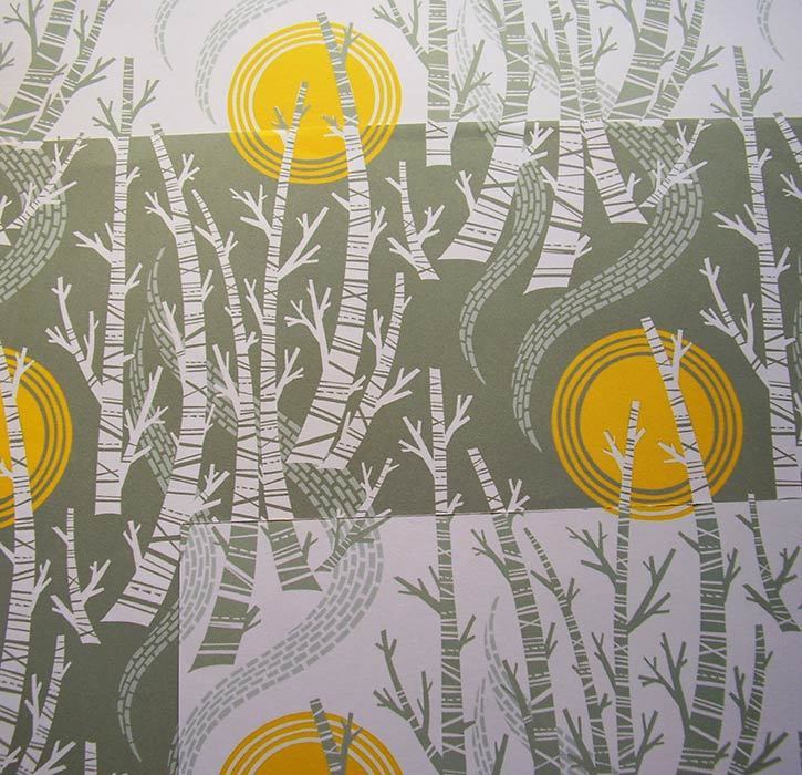 Birch Tree Sun Wrapping paper Pack - by Angie Lewin