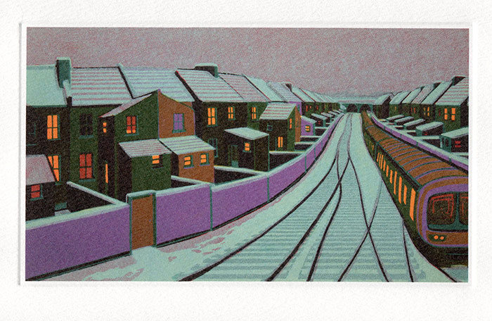 Snow in the Suburbs- Winter Printmakers Card