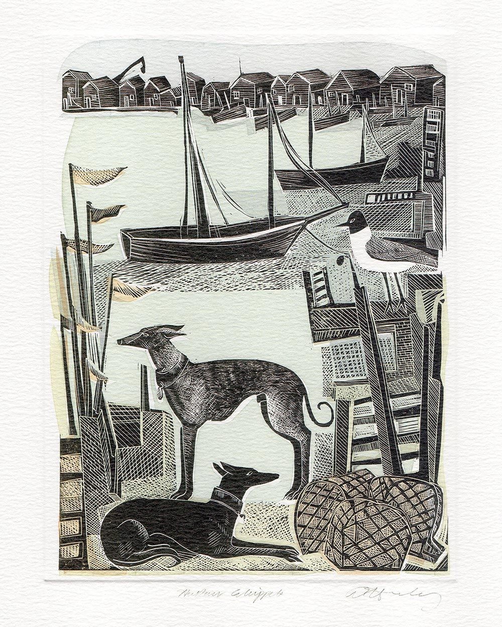 Harbour Whippets- Printmakers card