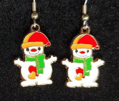 Enamel Snowman Earrings