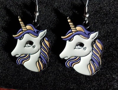 Unicorn Head with Multicolored Mane Earrings