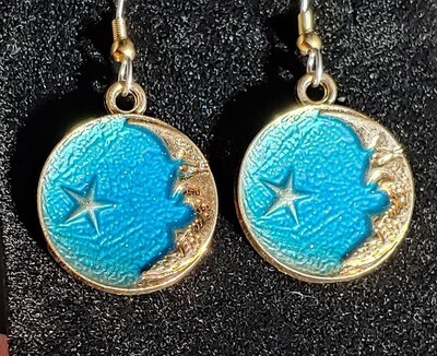 Blue Moon and Star Earrings