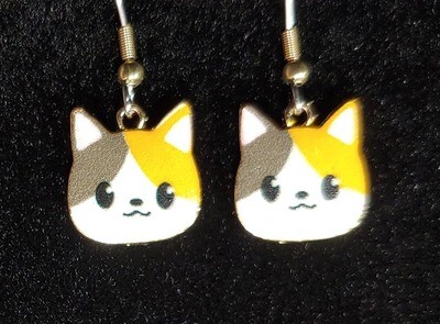 Calico Cat Face Earrings