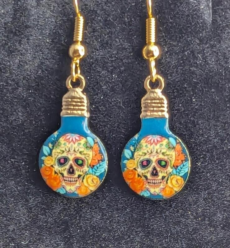 Funky Sugar Skull in Lightbulb