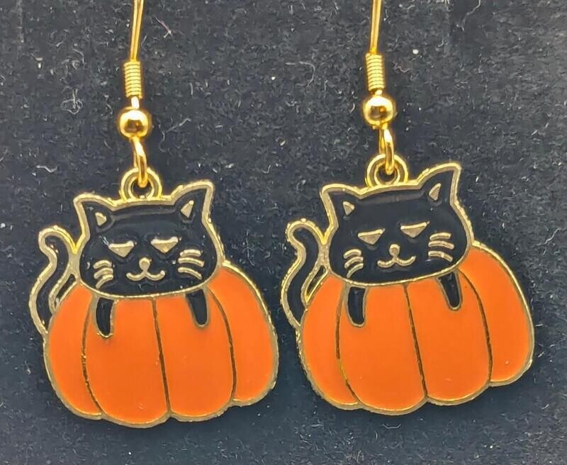 Black Cats in Pumpkin Shells
