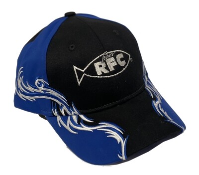 Blue Colorblock Racing Cap with Flames