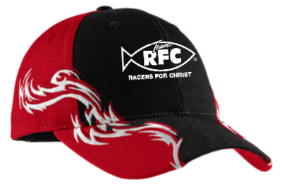 Red Colorblock Racing Cap with Flames