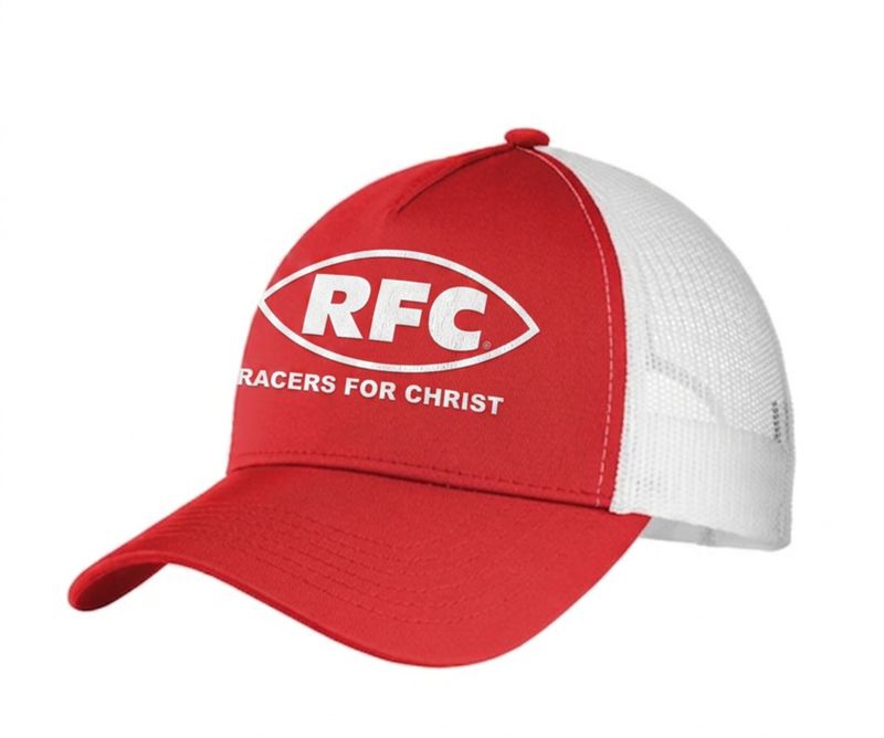 Red/White Cap: Mesh Back / Snapback