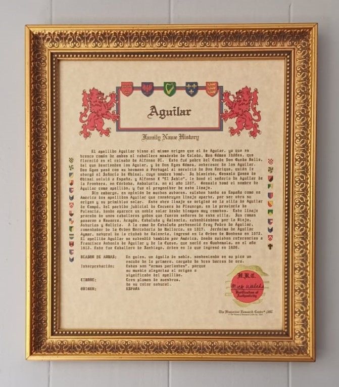 Certificado Tesoro de la Familia Enmarcado