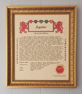 Certificado Tesoro de la Familia Enmarcado