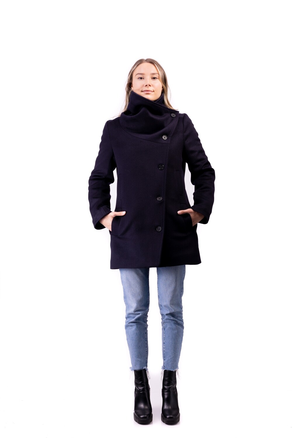Manteau femme asymétrique - Marine