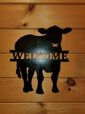 Bedard's Custom Creations Welcome Cow Sign