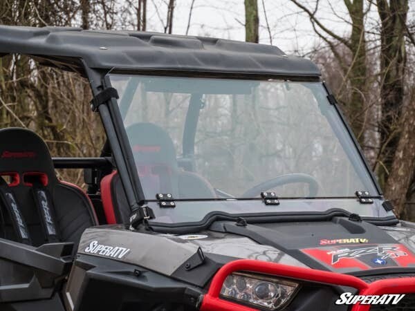 Superatv Polaris RZR XP Turbo Scratch Resistant Flip Down Windshield