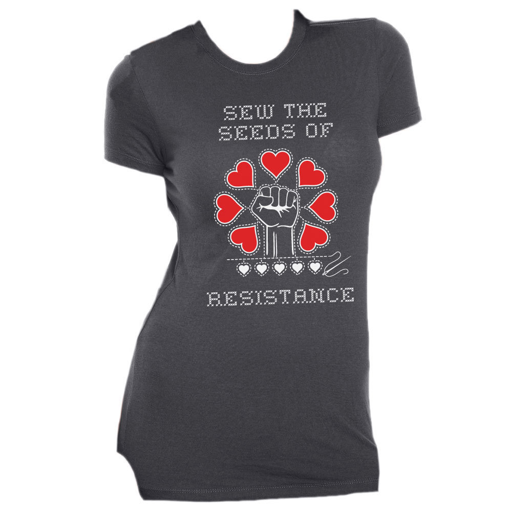Sew The Seeds of Resistance - Ladies Slim Fit Tee Size M