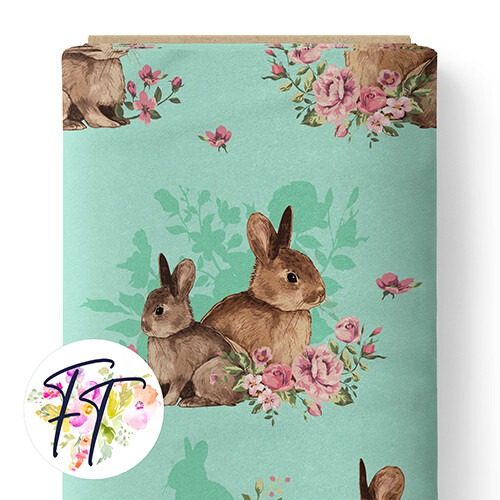 150 - Floral Bunny Aqua