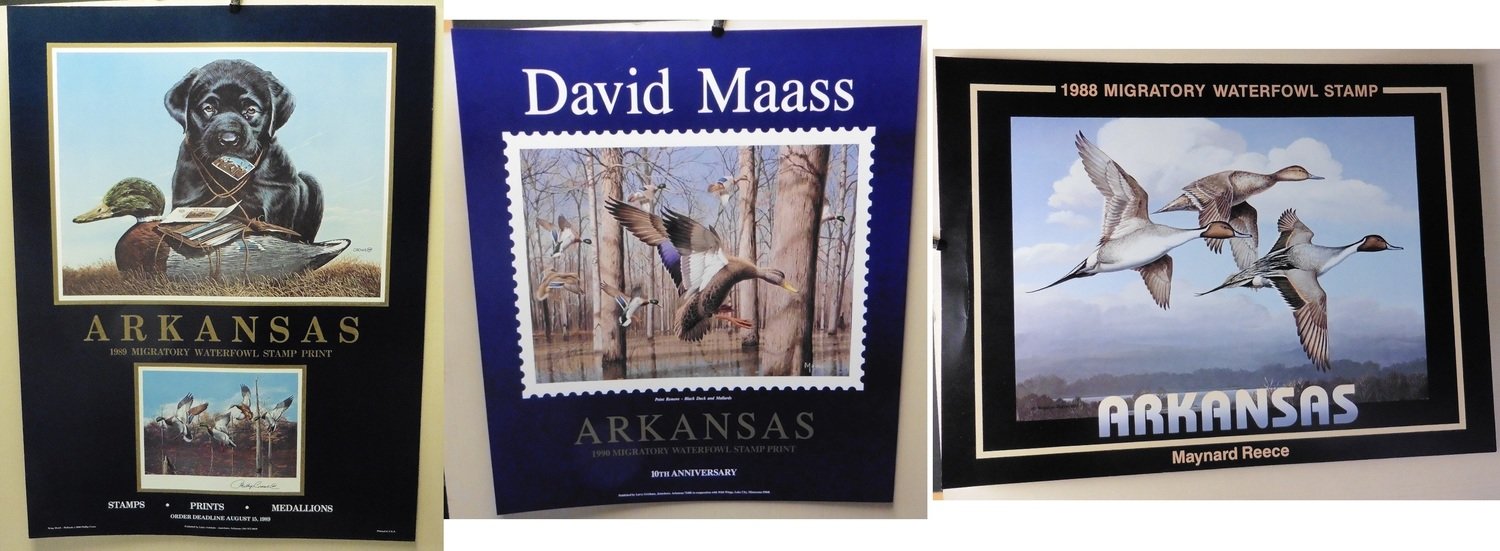 1988,1989,1990 Arkansas Duck Stamp Posters-Set of 3