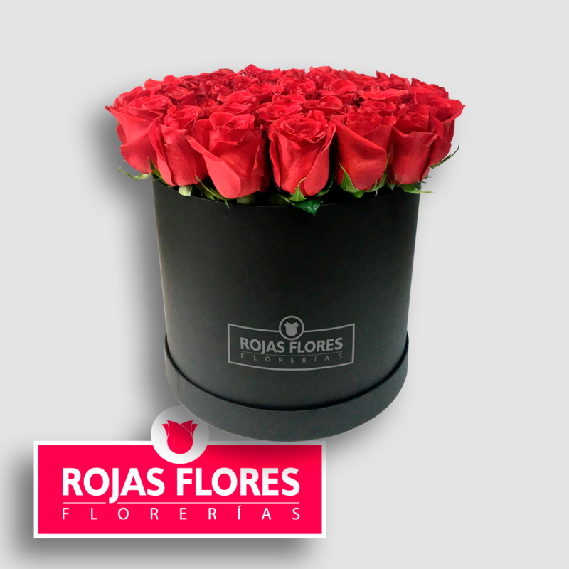 Caja cilíndrica de 24 rosas