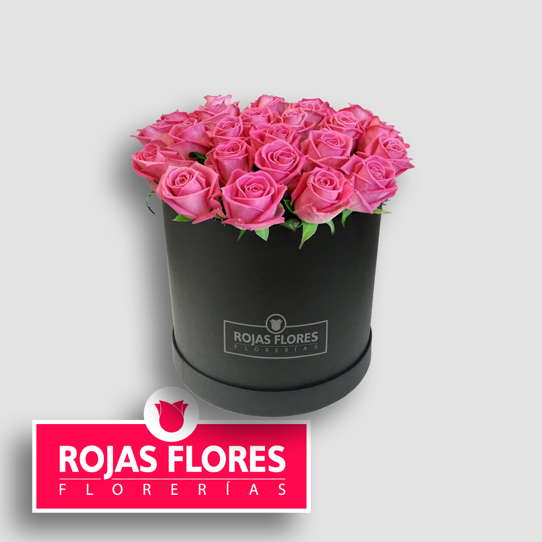 Caja cilíndrica de 24 rosas