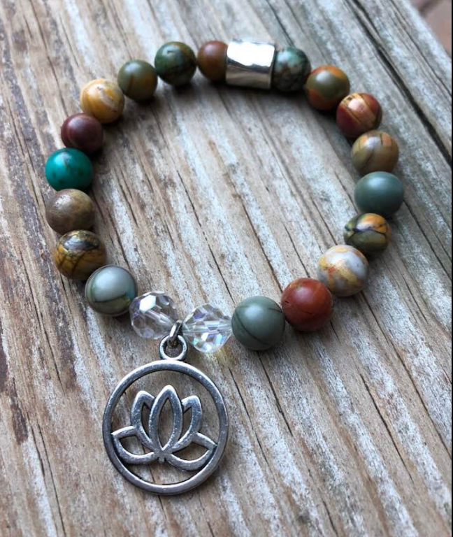 Fancy Jasper &amp; Lotus bracelet