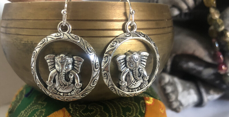 Ganesha Oval Earrings