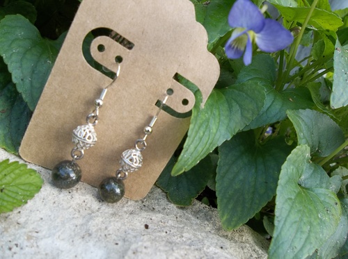 Silver Filigree &amp; Moss Agate earrings