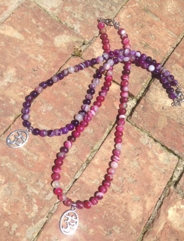 OM Banded Agate Necklace - Pink or Purple