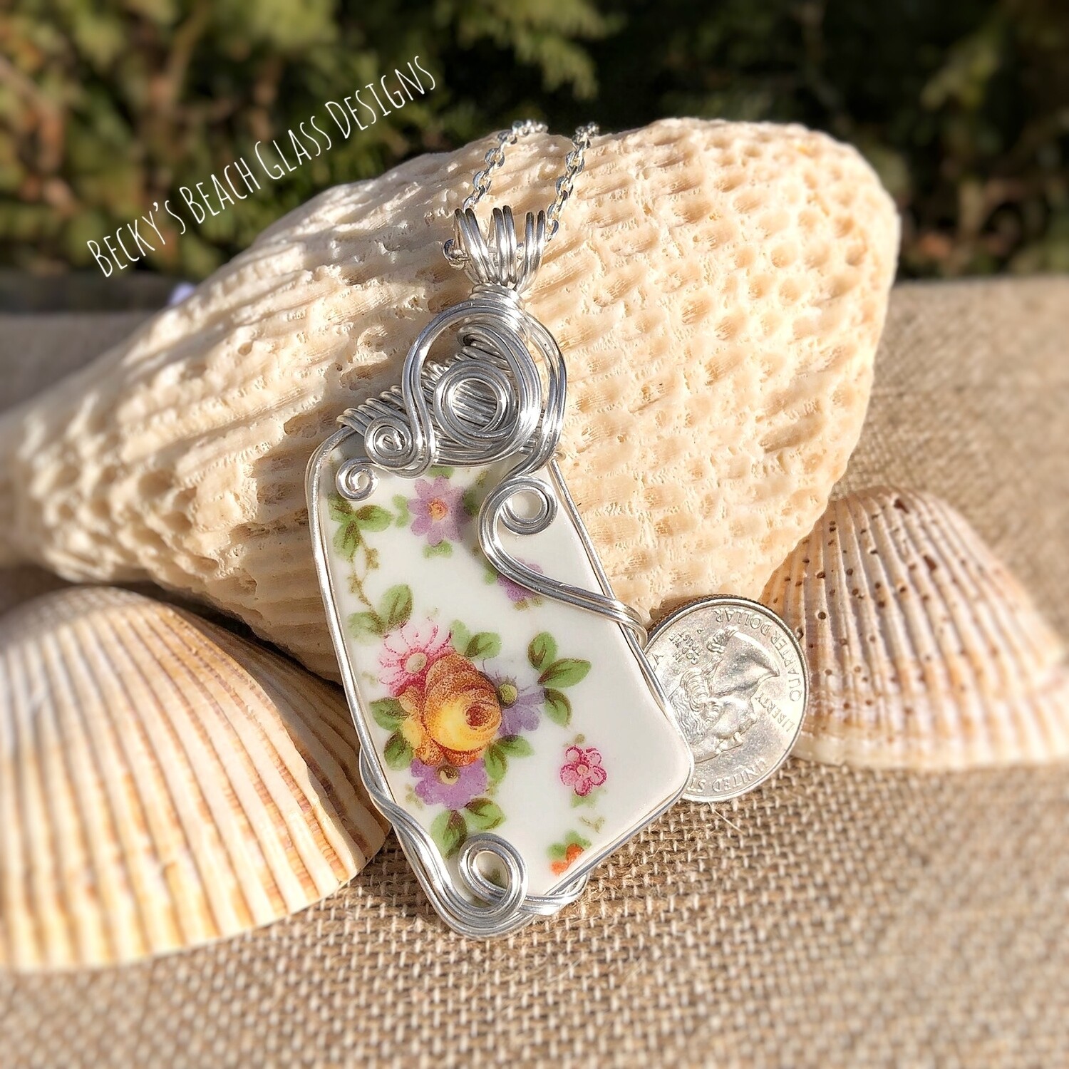 Colorful Floral Pottery Necklace