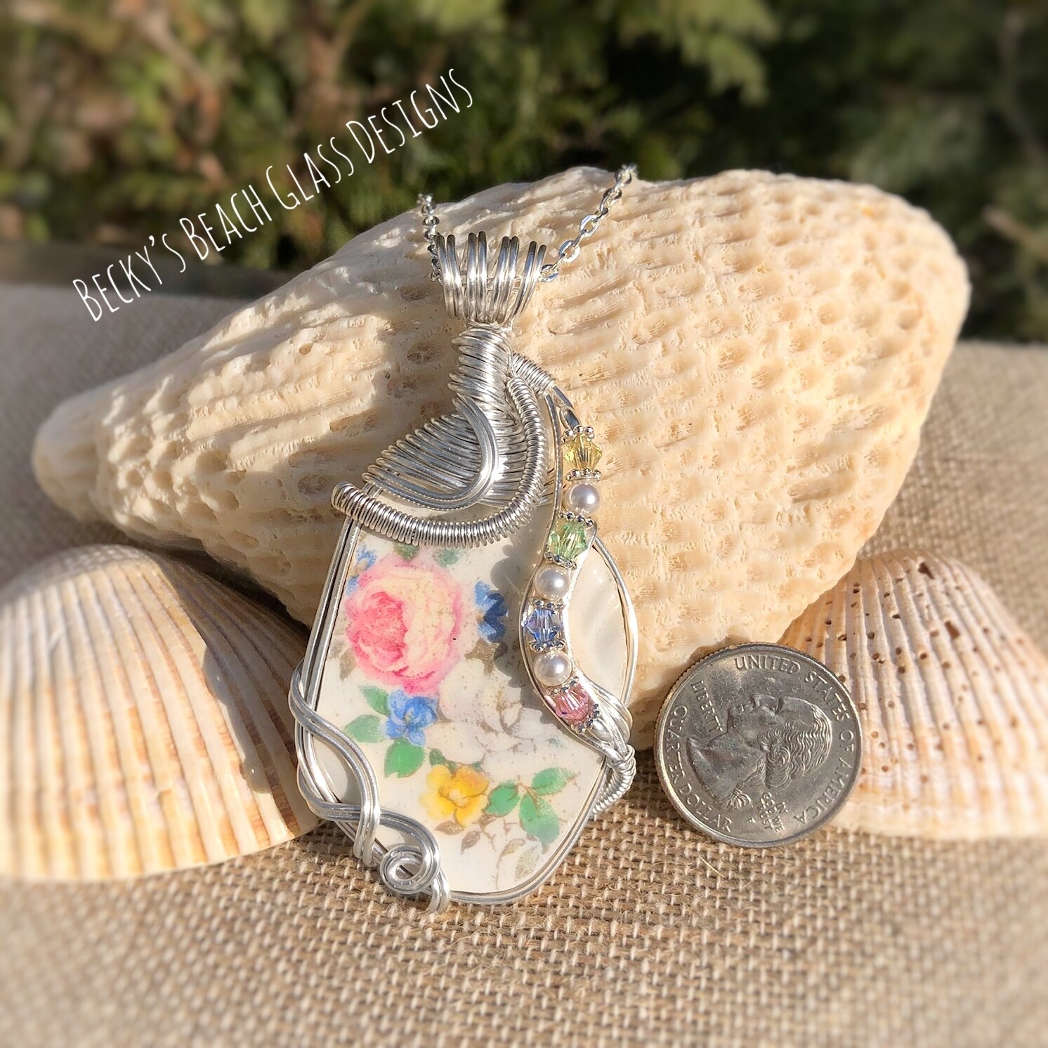 Colorful Floral Pottery Necklace