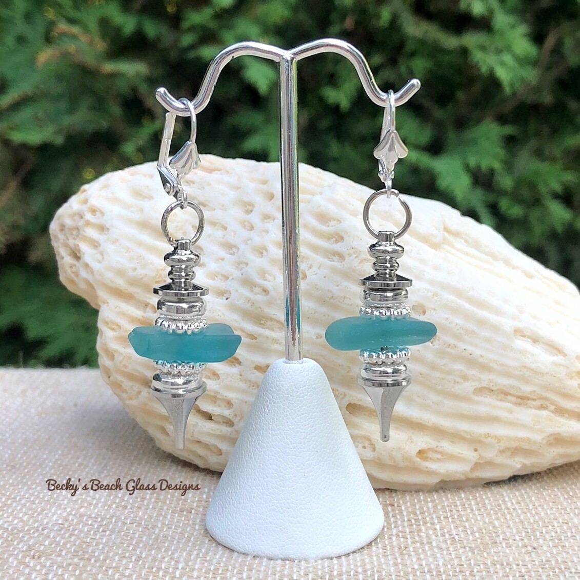 Turquoise/Aqua Glass Pendulum Style Earrings