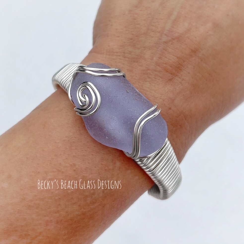 Color Changing Neodymium Sea Glass Cuff Bracelet