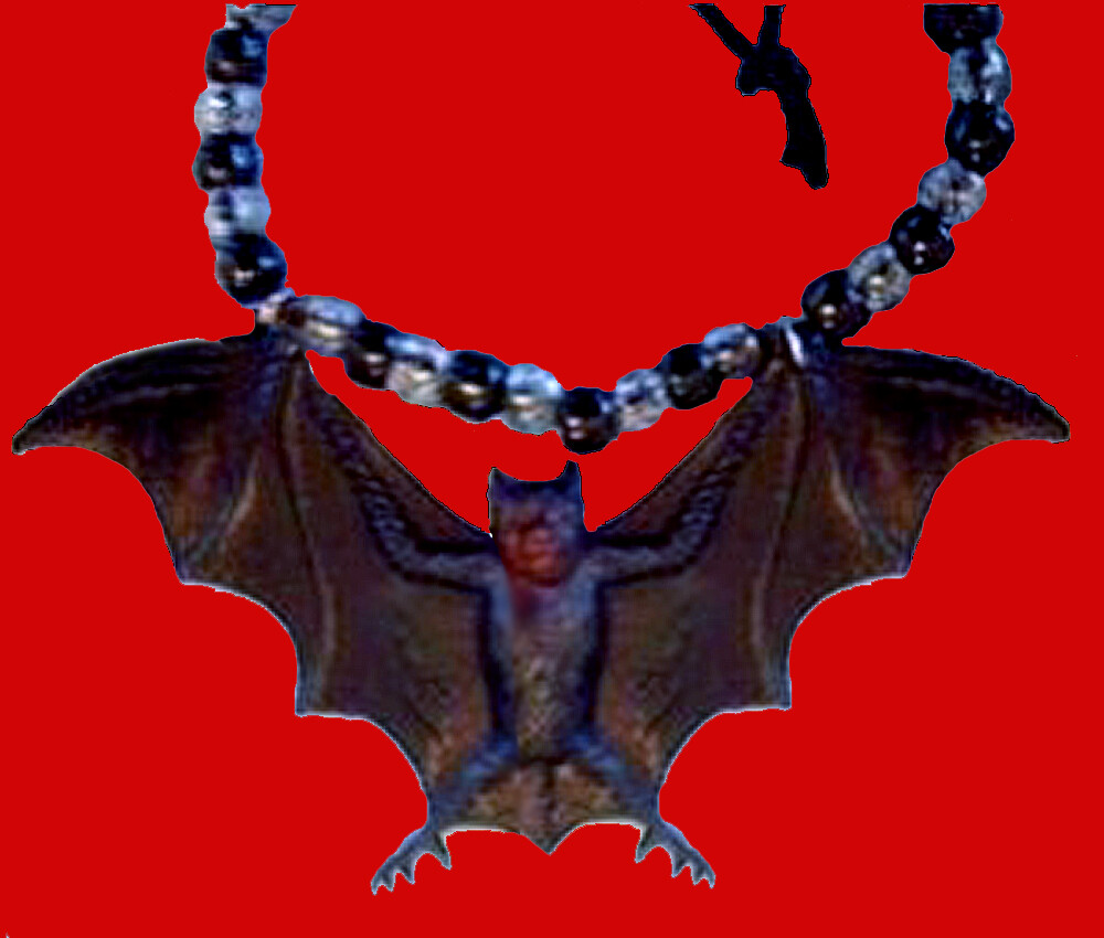 BAT AMULET PENDANT NECKLACE Huge Gothic Vampire Costume Jewelry