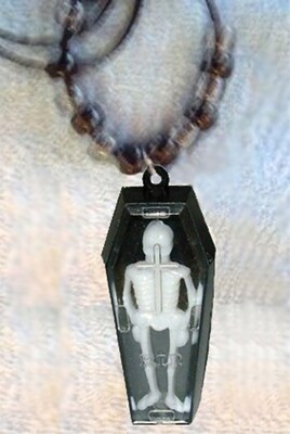 COFFIN SKELETON NECKLACE Gothic Vampire Amulet Costume Jewelry