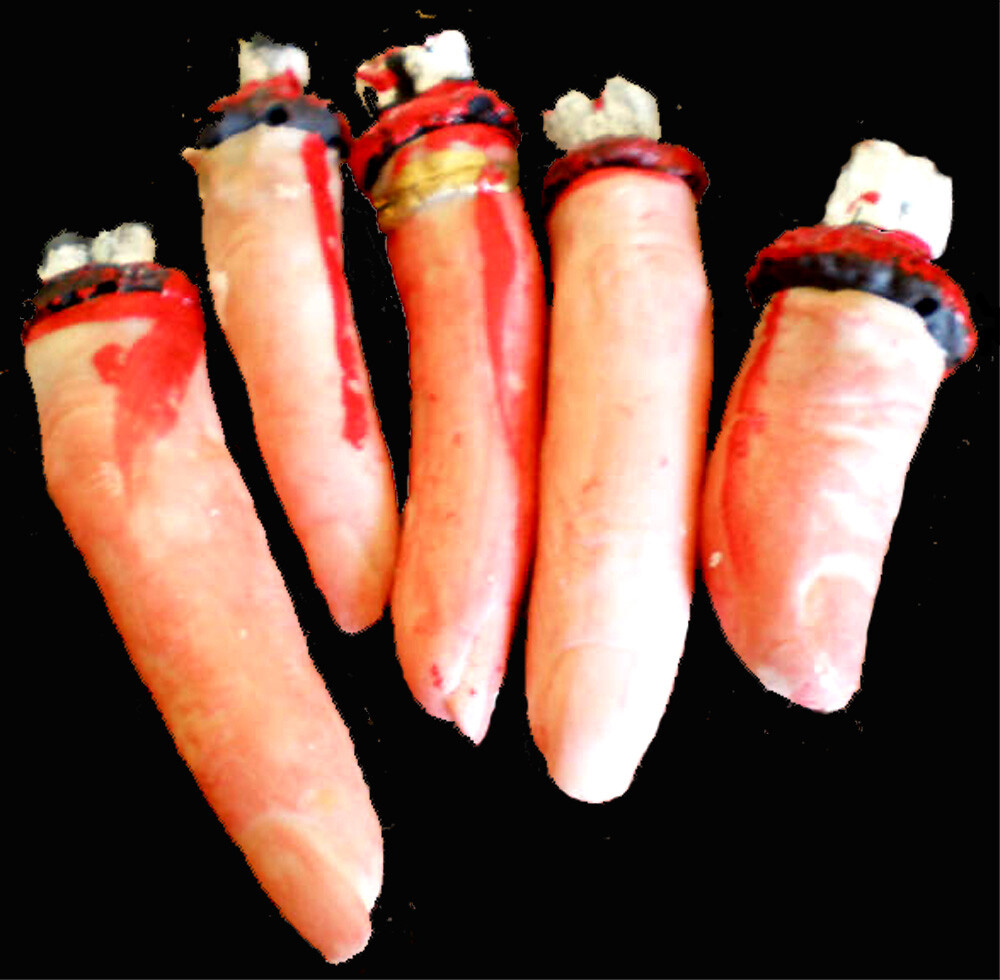 Bloody-SEVERED FINGERS-Body Part-Halloween Chop Shop Gothic Prop