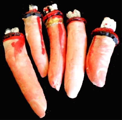 Bloody-SEVERED FINGERS-Body Part-Halloween Chop Shop Gothic Prop