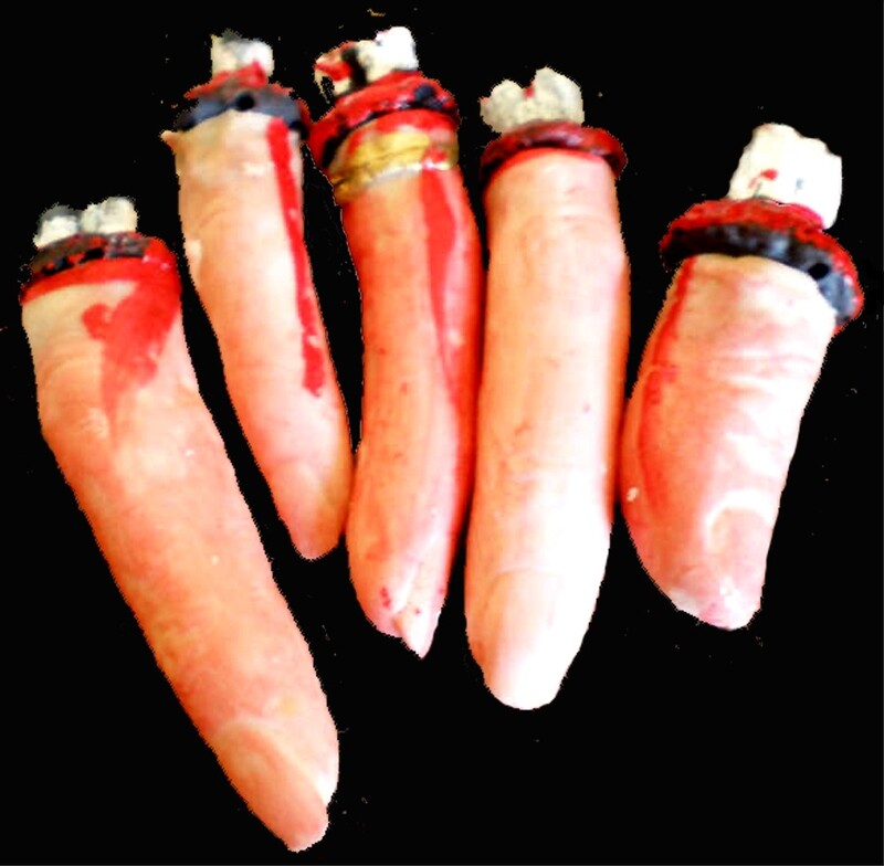 Bloody-SEVERED FINGERS-Body Part-Halloween Chop Shop Gothic Prop