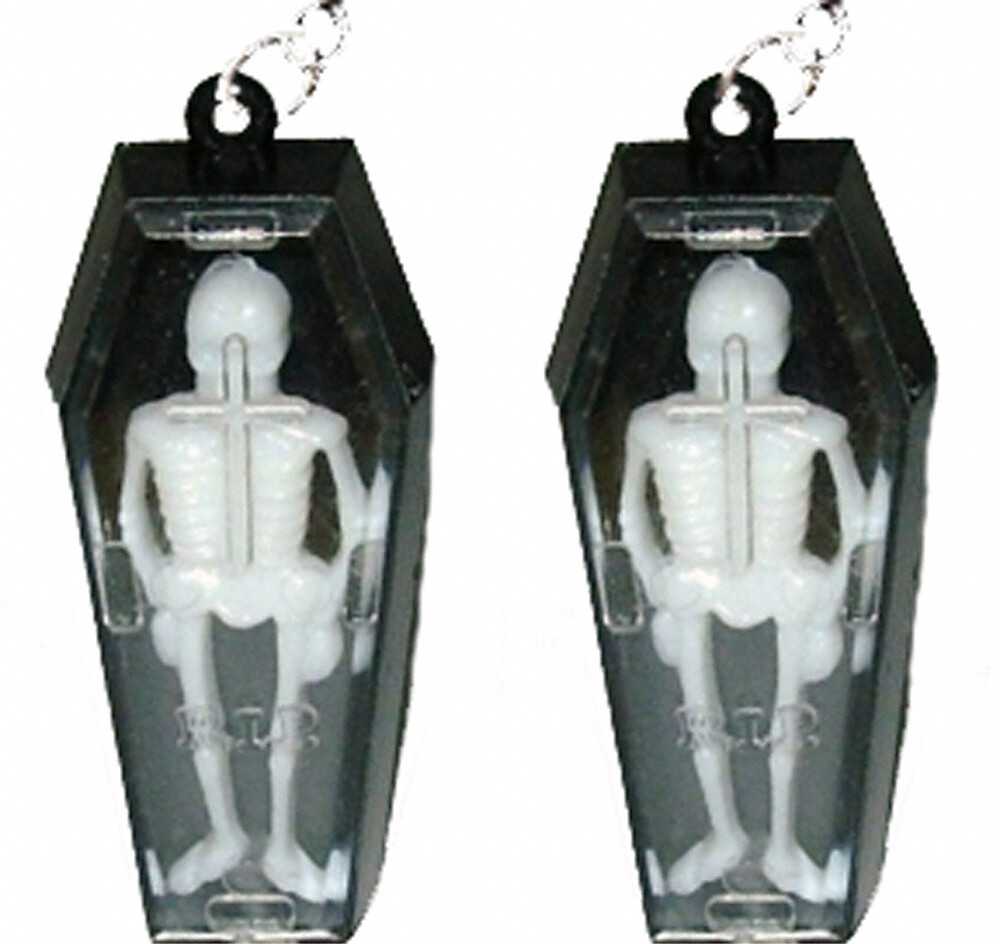 COFFIN SKELETON EARRINGS Vintage Gothic Vampire Costume Jewelry