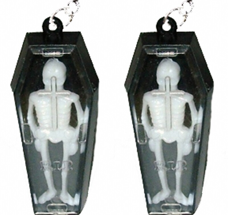 COFFIN SKELETON EARRINGS Vintage Gothic Vampire Costume Jewelry
