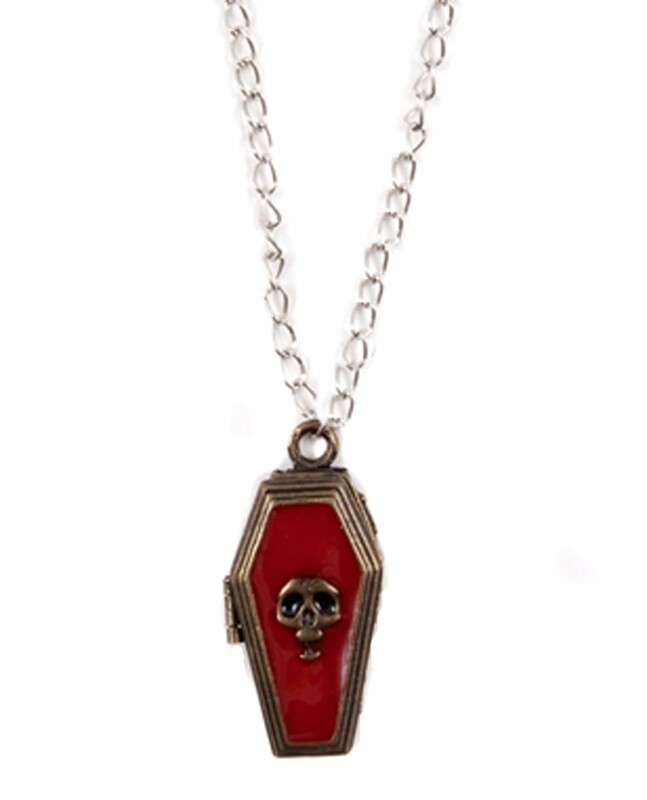 COFFIN POISON PENDANT NECKLACE Steampunk Skull Vampire Jewelry