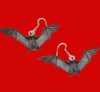 BAT EARRINGS Black Elvira Gothic Vampire Cosplay Costume Jewelry