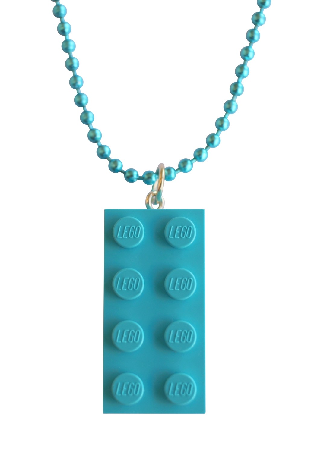 ​Turquoise Blue LEGO® brick 2x4 on a 24" Blue ballchain