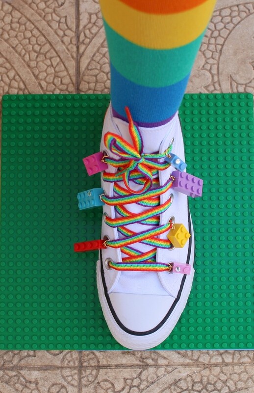 Lot of 15 shoelace beads-charms made from LEGO® bricks with or without SWAROVSKI® crystals