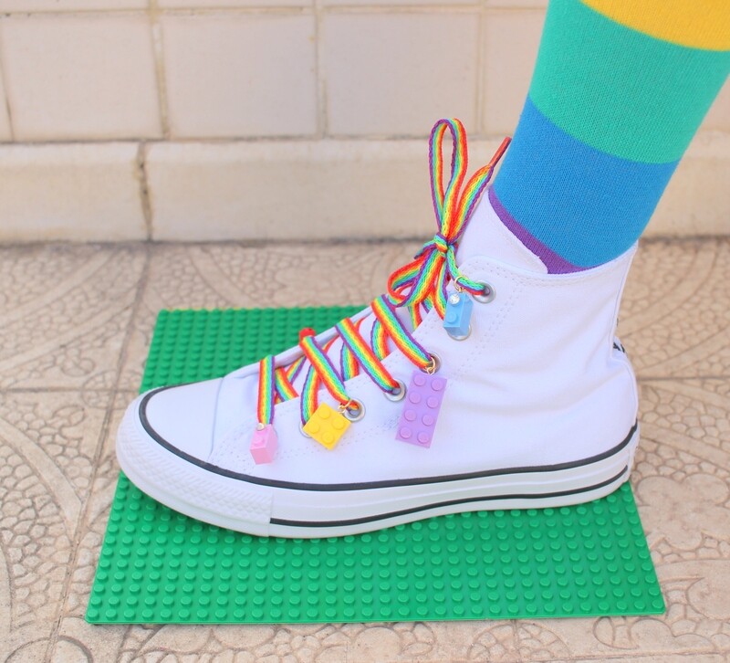 Lot of 15 shoelace beads-charms made from LEGO® bricks with or without SWAROVSKI® crystals